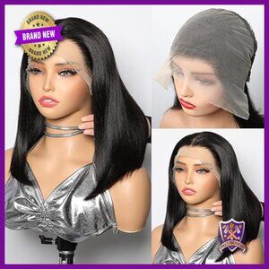 13x6 HD Lace Front Bob Wig Human Hair 180% Density Glueless Pre Plucked